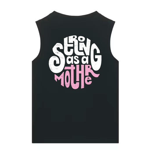strong as a mother cropped tank - black