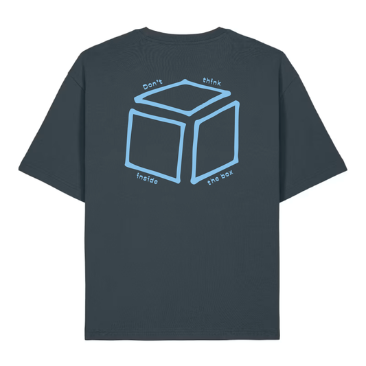 don’t think inside the box lightweight oversized tee - india ink / violet